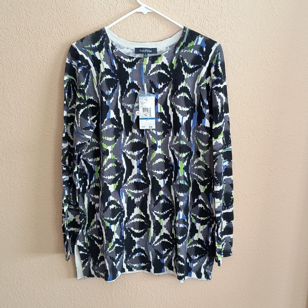 NWT Evan Picone 53% Silk Long Sleeve Tunic XL